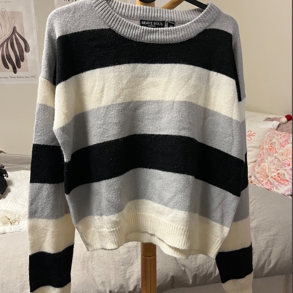 Brave Soul Striped Cool Toned Sweater